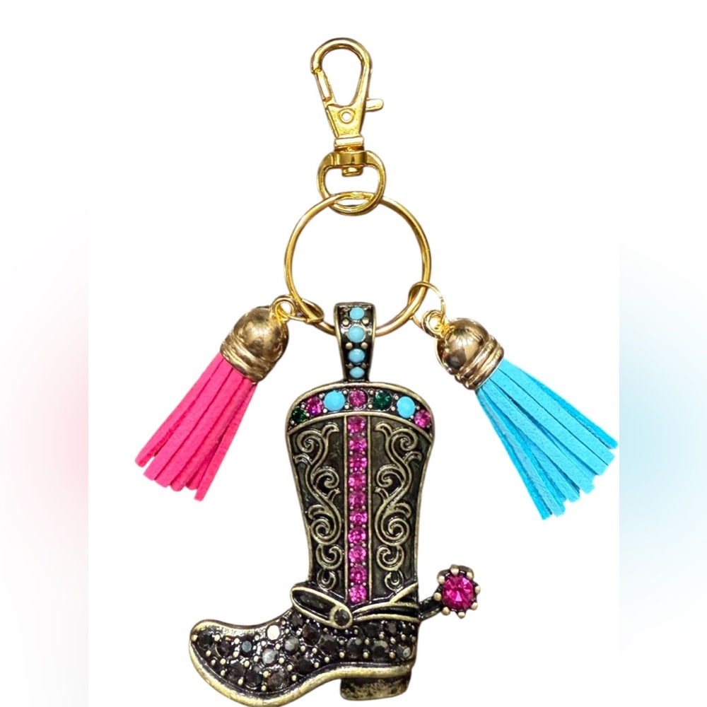 Gorgeous Boot Keychain or Bag tag, with Tassels